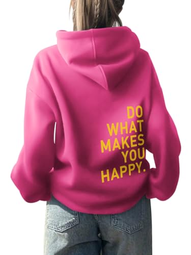 Onsoyours Damen Rückendruck Letter Print Hoodie Sweatjacke Damen Mit Kapuze Langarm Herbst Winter Sweatshirt Top Pullover Oversize Vintage Kapuzenpullover Streetwear B Lila rot 01 XXL von Onsoyours
