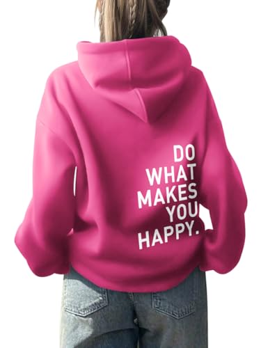 Onsoyours Damen Rückendruck Letter Print Hoodie Sweatjacke Damen Mit Kapuze Langarm Herbst Winter Sweatshirt Top Pullover Oversize Vintage Kapuzenpullover Streetwear B Lila rot 02 XL von Onsoyours