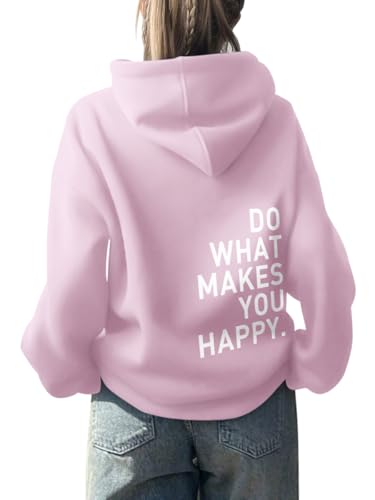 Onsoyours Damen Rückendruck Letter Print Hoodie Sweatjacke Damen Mit Kapuze Langarm Herbst Winter Sweatshirt Top Pullover Oversize Vintage Kapuzenpullover Streetwear B Rosa 02 M von Onsoyours