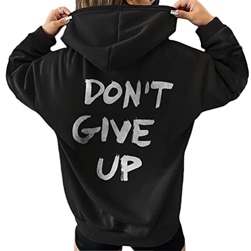 Onsoyours Damen Rückendruck Letter Print Hoodie Sweatshirt Langarm Y2K E-Girl Pullover Oversize Vintage Kapuzenpullover Harajuku Streetwear Hoodie D Schwarz L von Onsoyours