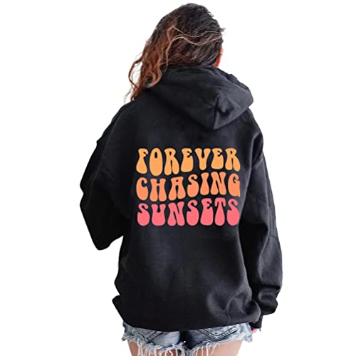 Onsoyours Damen Rückendruck Letter Print Hoodie Sweatshirt Langarm Y2K E-Girl Pullover Oversize Vintage Kapuzenpullover Harajuku Streetwear Hoodie S Schwarz M von Onsoyours