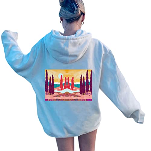 Onsoyours Damen Rückendruck Letter Print Hoodie Sweatshirt Langarm Y2K E-Girl Pullover Oversize Vintage Kapuzenpullover Harajuku Streetwear Hoodie Z2 Weiß L von Onsoyours