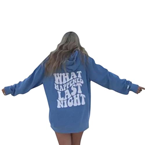 Onsoyours Damen Rückendruck Letter Print Hoodie Sweatshirt Langarm Y2K E-Girl Pullover Oversize Vintage Kapuzenpullover Harajuku Streetwear Hoodie Z3 Blau L von Onsoyours