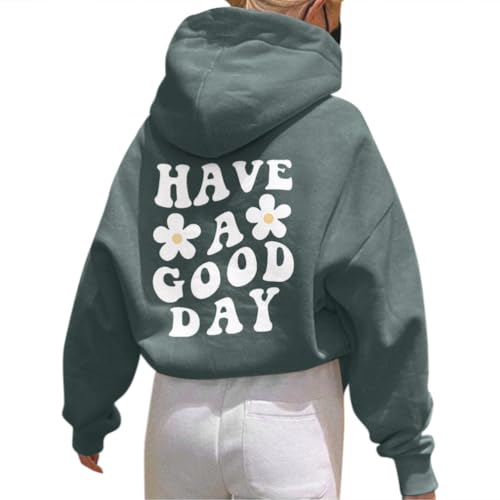 Onsoyours Damen Rückendruck Letter Print Hoodie Sweatshirt mit Kapuze Langarm 90er Y2K E-Girl Pullover Oversize Vintage Kapuzenpullover Harajuku Streetwear B Grau L von Onsoyours