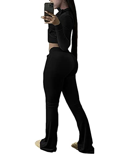 Onsoyours Damen Samtanzug Jogginganzug Bekleidungsset Set 2 Teilig Traingsanzug Langarm Zipper Jacke Lange Sporthose Freizeithose Frühling Hausanzug Set Velours Sportanzüge Schwarz M von Onsoyours