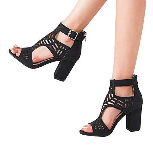 Onsoyours Damen Sandalen, Casual Damen Sommer Wedge Peep Toe High Heel Plattform Pantoletten Anti-Rutsch-Sandalen B Schwarz 38 EU von Onsoyours