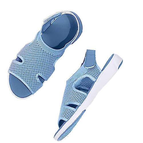 Onsoyours Damen Sandalen Bequem Flach Klettverschluss Sandaletten Mit Absatz Sommer Vintage Elegant Schnüren Schuhe Ultraleichte Tennisschuhe Stretch Fly Woven A Hellblau 39 EU von Onsoyours