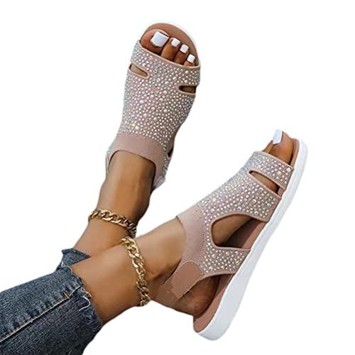 Onsoyours Damen Sandalen Bequem Flach Klettverschluss Sandaletten Mit Absatz Sommer Vintage Elegant Schnüren Schuhe Ultraleichte Tennisschuhe Stretch Fly Woven C Khaki 36 EU von Onsoyours