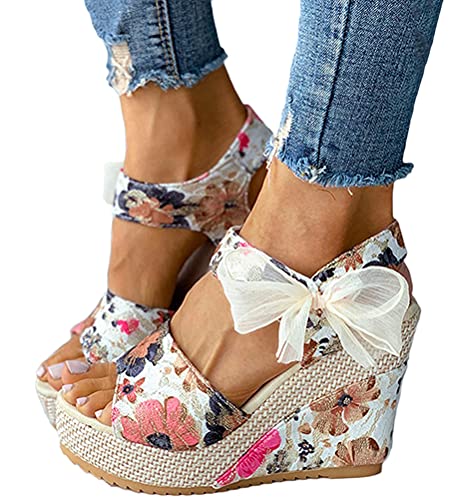 Onsoyours Damen Sandalen Casual Damen Sommer Wedge Peep Toe High Heel Plattform Pantoletten Anti-Rutsch-Sandalen C Rosa 36 EU von Onsoyours