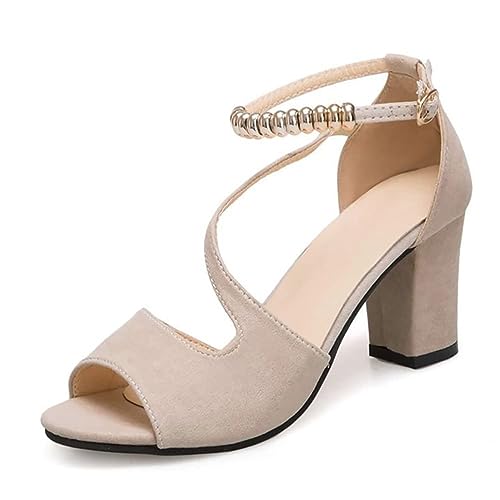 Onsoyours Damen Sandalen Mit Absatz Elegant Riemchensandalen Spitze Pumps Slip On Sommerschuhe High Heel Sandaletten Elegante Freizeitschuhe Party Freizeit Abendschuhe A Beige 34 EU von Onsoyours