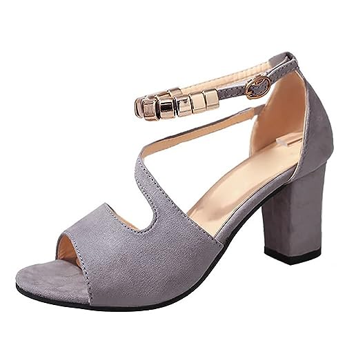 Onsoyours Damen Sandalen Mit Absatz Elegant Riemchensandalen Spitze Pumps Slip On Sommerschuhe High Heel Sandaletten Elegante Freizeitschuhe Party Freizeit Abendschuhe A Grau 40 EU von Onsoyours