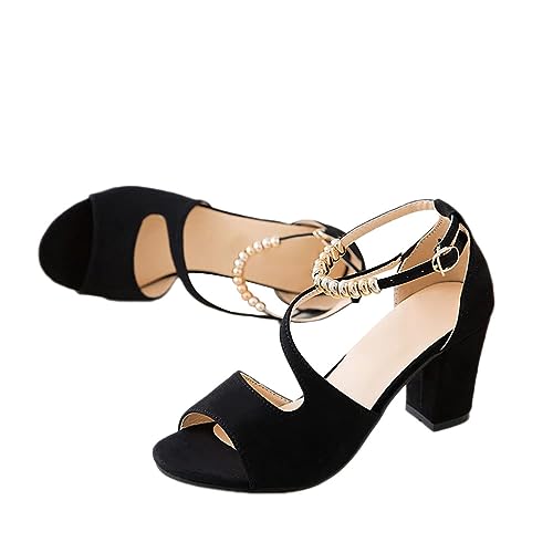 Onsoyours Damen Sandalen Mit Absatz Elegant Riemchensandalen Spitze Pumps Slip On Sommerschuhe High Heel Sandaletten Elegante Freizeitschuhe Party Freizeit Abendschuhe A Schwarz 34 EU von Onsoyours