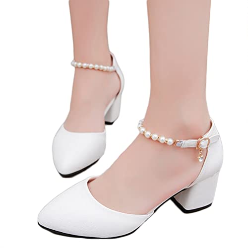 Onsoyours Damen Sandalen Mit Absatz Elegant Riemchensandalen Spitze Pumps Slip On Sommerschuhe High Heel Sandaletten Elegante Freizeitschuhe Party Freizeit Abendschuhe B Weiß 35 EU von Onsoyours