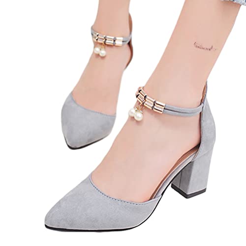 Onsoyours Damen Sandalen Mit Absatz Elegant Riemchensandalen Spitze Pumps Slip On Sommerschuhe High Heel Sandaletten Elegante Freizeitschuhe Party Freizeit Abendschuhe C Silber Grau 35 EU von Onsoyours