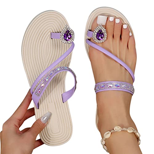 Onsoyours Damen Sandalen Sandaletten Strass Elegante Sommer Pumps Glitzer Hausschuh Slipper Sandals Abendschuhe Flip Flops Sommerschuhe E Violett 38 EU von Onsoyours