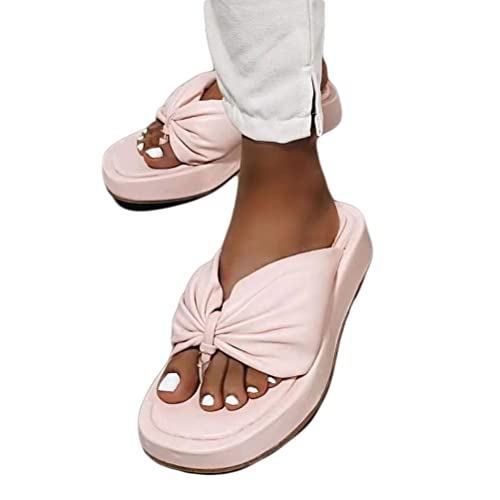 Onsoyours Damen Sandalen mit Keilabsatz Sommer Wedge Peep Toe Hausschuhe Aushöhlen Flip Flop Freizeit Keilsandalen Vintage Plateau Sandaletten C Rosa 39 EU von Onsoyours