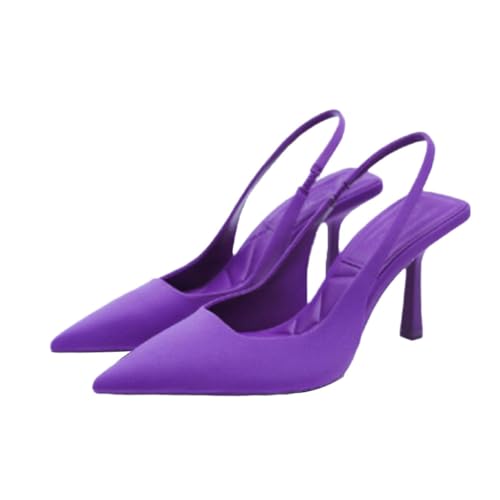 Onsoyours Damen Sandaletten Slingback Kitten Heel Spitz Zehen Kleid Pumps Schuhe A Violett 38 EU von Onsoyours