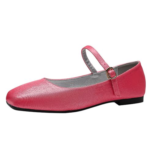 Onsoyours Damen Satin Mary Jane Flach Bequem Schuhe Retro Quadratische Zehe Ballerinas Elegant Damenschuhe Mary Jane Schuhe A Dunkelrosa 40 EU von Onsoyours