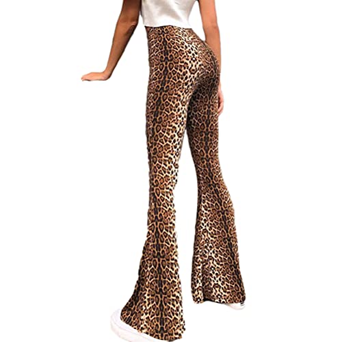 Onsoyours Damen Schlaghose Flared Bootcut Hose Slim Fit Elegant Boho Hippie Hohe Taille Bequem Streifen Sweathose Palazzo Hose Sommerhose Strandhose C Braun XS von Onsoyours