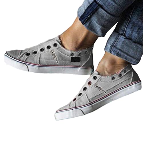 Onsoyours Damen Schuhe Lace Up Trainers Sommer Sportschuhe Canvas Sneaker Freizeitschuhe Einzelschuhe Walkingschuhe Flache Stoffschuhe Wanderschuhe B Grau 38 EU von Onsoyours