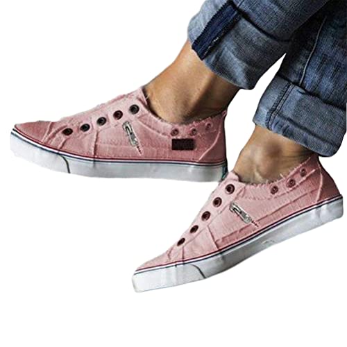 Onsoyours Damen Schuhe Lace Up Trainers Sommer Sportschuhe Canvas Sneaker Freizeitschuhe Einzelschuhe Walkingschuhe Flache Stoffschuhe Wanderschuhe B Rosa 42 EU von Onsoyours