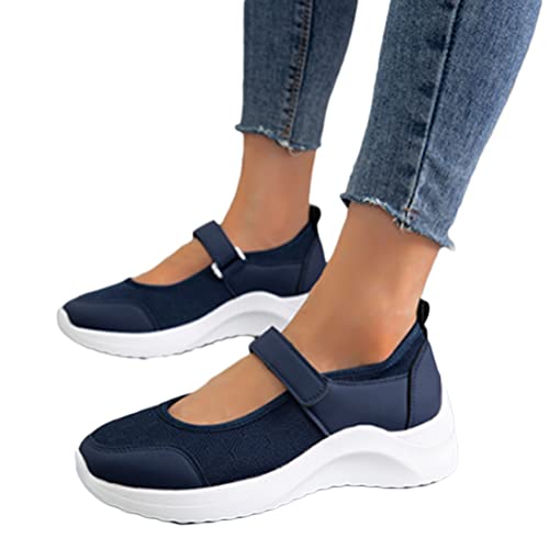 Onsoyours Damen Schuhe Mesh Plateau Freizeitschuhe Walkingschuhe Sommer Turnschuhe Runde Zehen Schuhe Sneaker Outdoor Beiläufige Atmungsaktive Sandalen B Blau 39 EU von Onsoyours