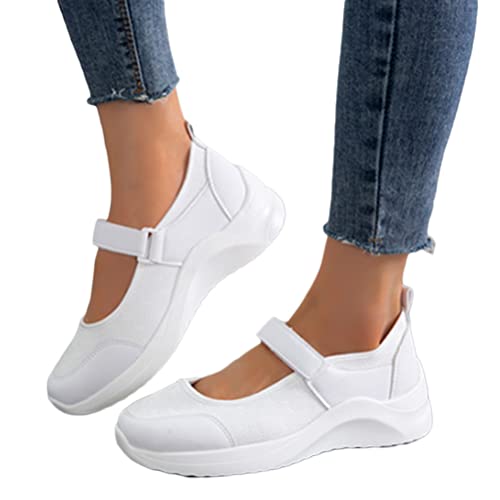 Onsoyours Damen Schuhe Mesh Plateau Freizeitschuhe Walkingschuhe Sommer Turnschuhe Runde Zehen Schuhe Sneaker Outdoor Beiläufige Atmungsaktive Sandalen B Weiß 37 EU von Onsoyours