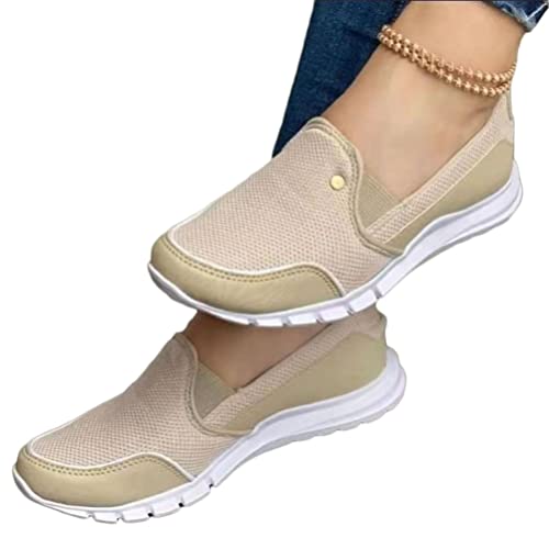 Onsoyours Damen Schuhe Mesh Plateau Freizeitschuhe Walkingschuhe Sommer Turnschuhe Runde Zehen Schuhe Sneaker Outdoor Beiläufige Atmungsaktive Sandalen C Gold 35 EU von Onsoyours