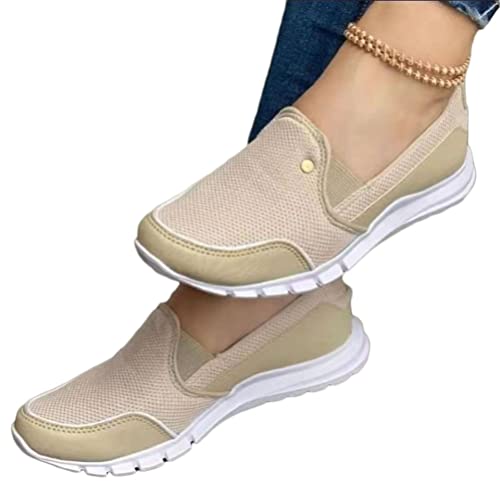Onsoyours Damen Schuhe Mesh Plateau Freizeitschuhe Walkingschuhe Sommer Turnschuhe Runde Zehen Schuhe Sneaker Outdoor Beiläufige Atmungsaktive Sandalen C Gold 42 EU von Onsoyours