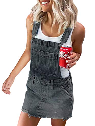 Onsoyours Damen Skinny Denim-Latzhose Kleid Kurz Jumpsuit Damen Sommer Overalls Ärmellos Kurz Latzhose Casual Playsuits A Schwarz 38 von Onsoyours