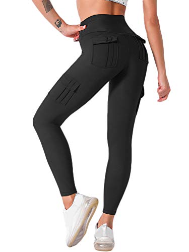 Onsoyours Damen Slim Fit Hohe Taille Lange Leggings Yogahose Booty Lifting Fitness Hose Push-Up Sporthose Stretch Workout Fitness Jogginghose B Schwarz XS von Onsoyours