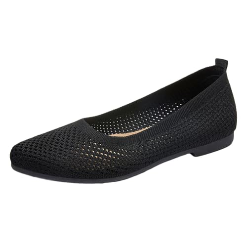Onsoyours Damen Slip on Flache Schuhe mit Schleife Geschlossene Ballerinas Halbschuhe Spitzen Zehen rutschfest Freizeitschuhe Aushöhlen Slippers Loafer Mokassins Schlupfschuhe B Schwarz 39 EU von Onsoyours