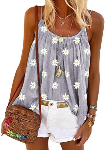 Onsoyours Damen Sommer Bluse Ärmellose Rundhals Tank Top Shirt Elegant Weste Hemdbluse Loose fit Bluse T Shirt Z1 Grau 46 von Onsoyours