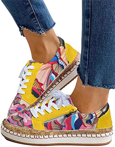 Onsoyours Damen Sommer Frühling Low Cut Sneaker Canvas Flache Schuhe Damen Freizeitschuhe Turnschuhe D Gelb 38 EU von Onsoyours