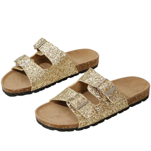 Onsoyours Damen Sommer Plateau Sandalen Keilabsatz Pantoletten Wedges Strass Sandaletten Vintage Freizeit Peep Toe Schuhe Geflochtene Schnur Strandsandalen Hausschuhe D Gold 43 EU von Onsoyours
