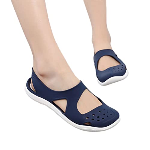 Onsoyours Damen Sommer Sandalen Atmungsaktive Geleeschuhe Flache Freizeitschuhe Sommerschuhe Sandaletten Strandsandalen Bird-Nest Schuhe Runde Zehe Slip-on Sandalen A Blau 41 EU von Onsoyours