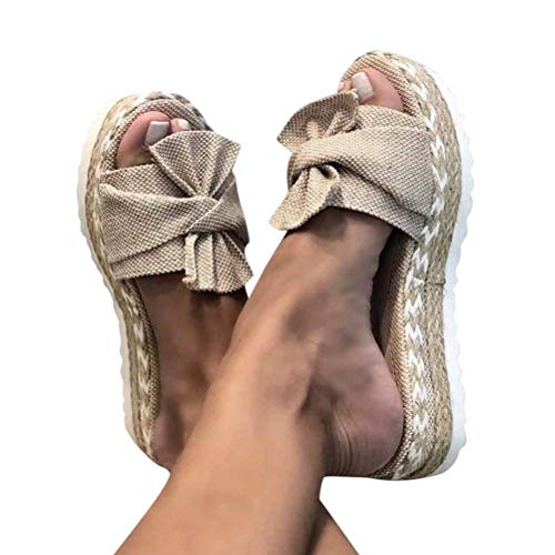 Onsoyours Damen Sommer Sandalen Lässige Casual Flache Schuhe Plateau Flat Heel Elegant Römersandalen Pantoletten Wedge Peep Toe Flip Flop Plattform Schuhe Strandsandalen B Khaki 37 EU von Onsoyours