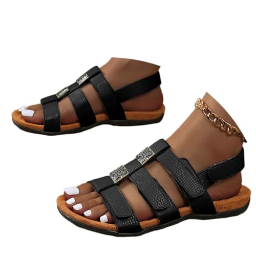 Onsoyours Damen Sommer Sandalen mit Klettverschluss Bequem Flach Sandaletten Offene Zehen Römersandalen Rutschfest Sommerschuhe Vintage Sandalen B Schwarz 38 EU Onsoyours Damen Sommer Sandalen mit Klettverschluss Bequem Flach Sandaletten Offene Zehen Römersandalen Rutschfest Sommerschuhe Vintage Sandalen B Schwarz 38 EU von Onsoyours