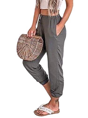 Onsoyours Damen Sommerhose Leichte Haremshose Loose Uni Farben Yogahose Bequemer Frauen Elegant Freizeithose Jogginghose Trousers Hippie Hose (X-Small, Grau) von Onsoyours