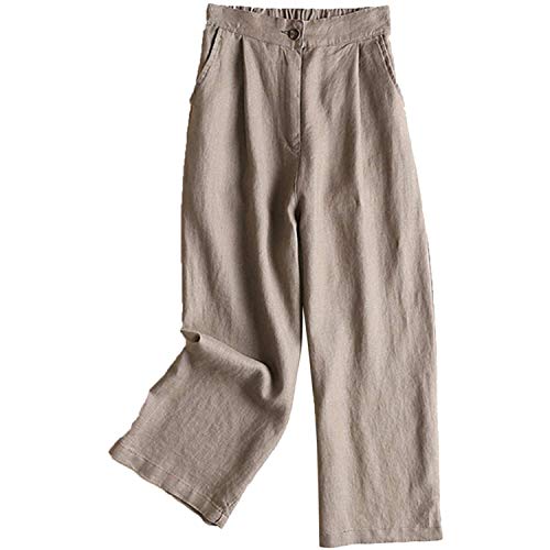 Onsoyours Damen Sommerhose Leinenhose Baumwolle Leinen Pumphose Haremshose Einfarbig Leichte Jogginghose Bequeme Strandhose Freizeithose B Dunkelkhaki L von Onsoyours