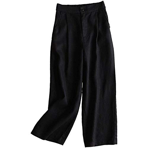 Onsoyours Damen Sommerhose Leinenhose Baumwolle Leinen Pumphose Haremshose Einfarbig Leichte Jogginghose Bequeme Strandhose Freizeithose B Schwarz L von Onsoyours