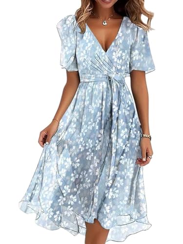 Onsoyours Damen Sommerkleid Chiffon V-Ausschnitt Cocktailkleid Elegant Knielang Abendkleid Blumendruck Kurzarm Hochzeitsgäste Festkleid A Linie Kleid Freizeitkleid A08 Hellblau S Onsoyours Damen Sommerkleid Chiffon V-Ausschnitt Cocktailkleid Elegant Knielang Abendkleid Blumendruck Kurzarm Hochzeitsgäste Festkleid A Linie Kleid Freizeitkleid A08 Hellblau S von Onsoyours