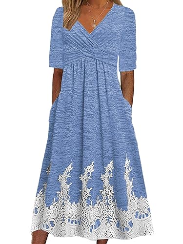 Onsoyours Damen Sommerkleid Halbarm Rundhals Vintage Kleid Blumenmuster Strandkleid Hohe Taille 2 Stück A-Linie Midikleid Boho Kleid Lang Partykleid Sommer B Blau XL Onsoyours Damen Sommerkleid Halbarm Rundhals Vintage Kleid Blumenmuster Strandkleid Hohe Taille 2 Stück A-Linie Midikleid Boho Kleid Lang Partykleid Sommer B Blau XL von Onsoyours