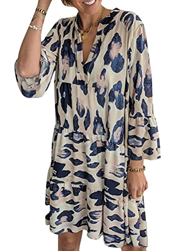 Onsoyours Damen Sommerkleider Böhmisch Kleid Halfter Ärmellos Blumenkleid Strandkleid Lang Kleider Maxikleid Cocktailkleid 6 Khaki 3XL von Onsoyours