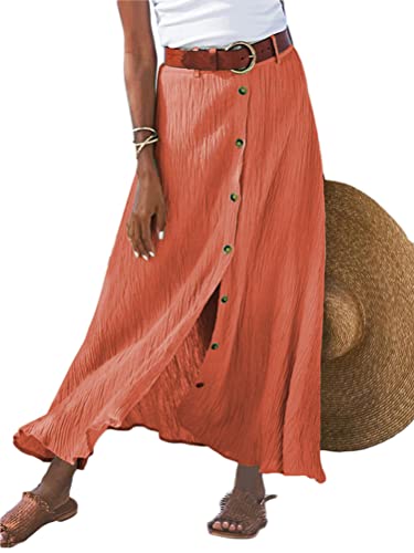 Onsoyours Damen Sommerrock Schlitzwickel Rock Hoher Taille Elegant Elastischer A Linie Lang Rock Freizeitrock Geteilte Midi-Wickelröcke Midirock Boho Blumenrock C Orange XXL Onsoyours Damen Sommerrock Schlitzwickel Rock Hoher Taille Elegant Elastischer A Linie Lang Rock Freizeitrock Geteilte Midi-Wickelröcke Midirock Boho Blumenrock C Orange XXL von Onsoyours