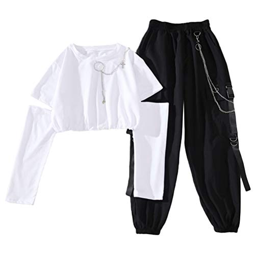 Onsoyours Damen Sportanzüge Jogginganzug Sport Sets Mode Hosen Und Sport Crop Top 2 Stücke Bekleidungssets Freizeitanzug Sportswear D1 Weiß M von Onsoyours