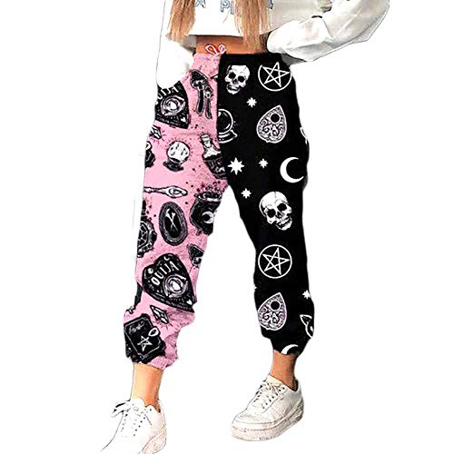 Onsoyours Damen Sporthosen Jogginghose Lang Yogahose Freizeithose Mit Taschen Bequem Aufdruck Kordelzug Laufhosen Baumwolle High Waist Trainingshose Sweathose 1 Rosa 3XL von Onsoyours