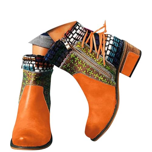 Onsoyours Damen Stiefel Herbst Winter Retro Runde Zehenplattform Ankle Boots Zurück Schnürung Knöchel Schuhe Stiefel mit Dickem Absatz Orange 41 EU Onsoyours Damen Stiefel Herbst Winter Retro Runde Zehenplattform Ankle Boots Zurück Schnürung Knöchel Schuhe Stiefel mit Dickem Absatz Orange 41 EU von Onsoyours