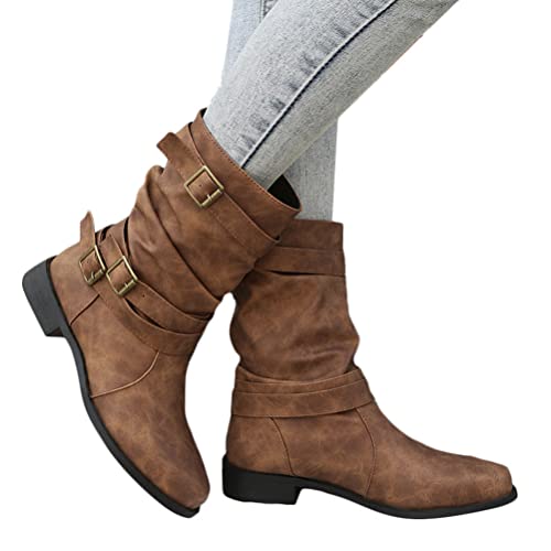 Onsoyours Damen Stiefeletten Bequem Booties Comfort Kunstleder Glatt Ankle Boots Herbst Winter Stiefel Worker Boots Schneestiefel Chunkyrayan Knöchel Schuhe Für Frauen A Braun 39 EU von Onsoyours