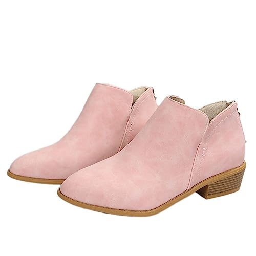 Onsoyours Damen Stiefeletten Chelsea Boot Comfort Pure Farbe Ankle Bootie Herbst Winter Stiefel Worker Boots Schneestiefel Schuhe Stiefelette Knöchel Kurze Stiefel A Rosa 39 EU von Onsoyours